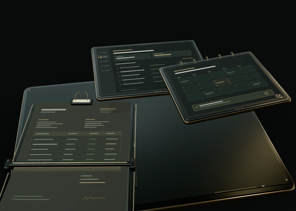Een workflow, onderzocht als losse lagen: document, taak en controle.